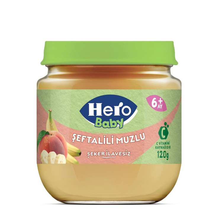 پوره میوه مخلوط هلو و موز هرو بیبی hero baby (مخصوص ۶ ماه به بالا)