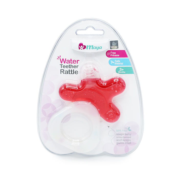 تصویر دندان گیر جغجغه ای مایا maya مدل آبدار (رنگ قرمز) Water teether rattle