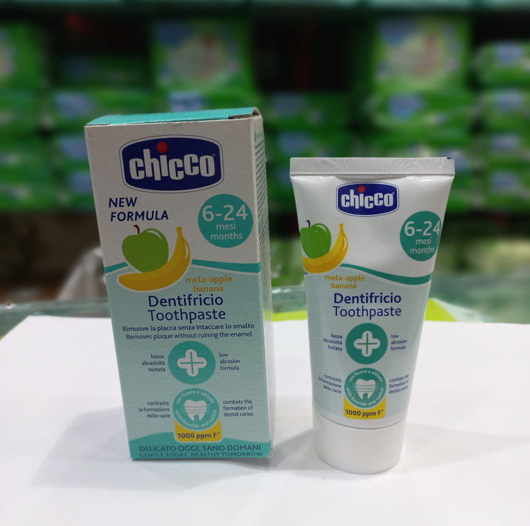 خمیر دندان 6 تا 24 ماه چیکو chicco طعم سیب و موز حجم ۵۰ میل