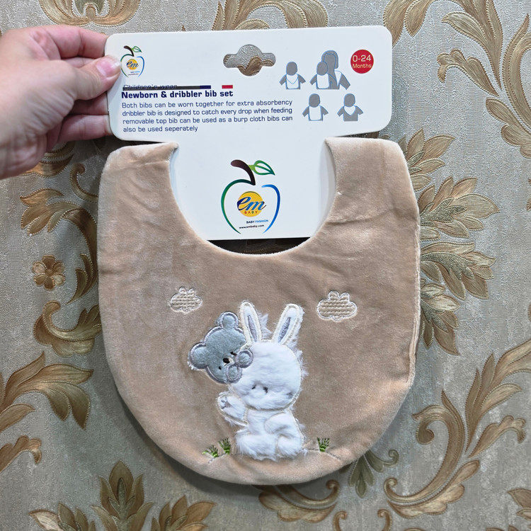 ست پیشبند فانتزی نوزاد مخمل برند em 🐇